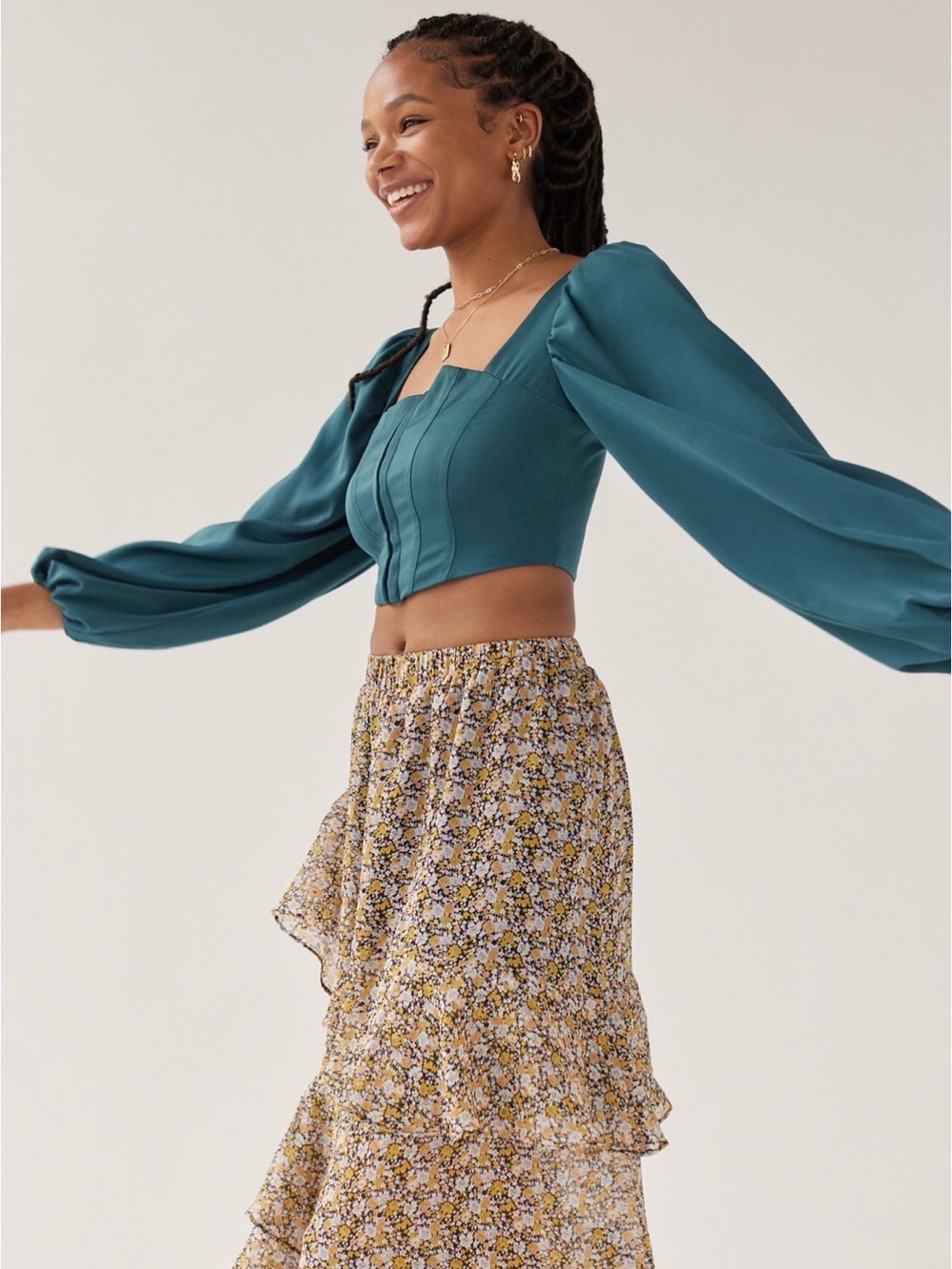 Urban Outfitters UO Maddie Bustier Top Teal Size Small - Picture 3 of 15